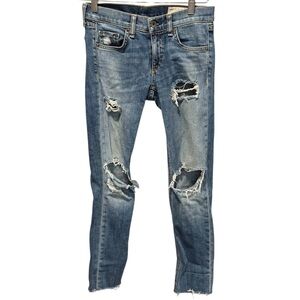 Rag & Bone Dre Capri Heavily Distressed Jeans, size 23